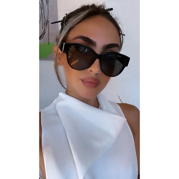 NEW Saint Laurent SL M3 Black Cat Eye Sunglasses - Picture 2 of 8